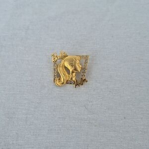 Vintage Avon Barbie Pin Gold Color Lapel Collectible With Gems GOOD